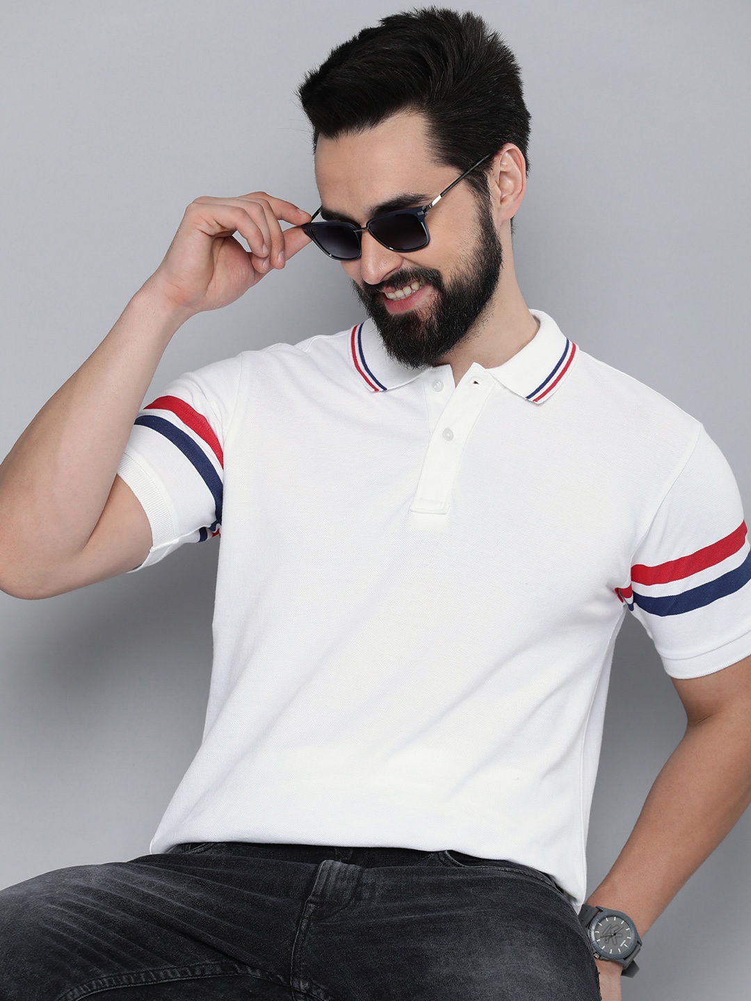 

HERE&NOW Polo Collar Pure Cotton T-shirt, White