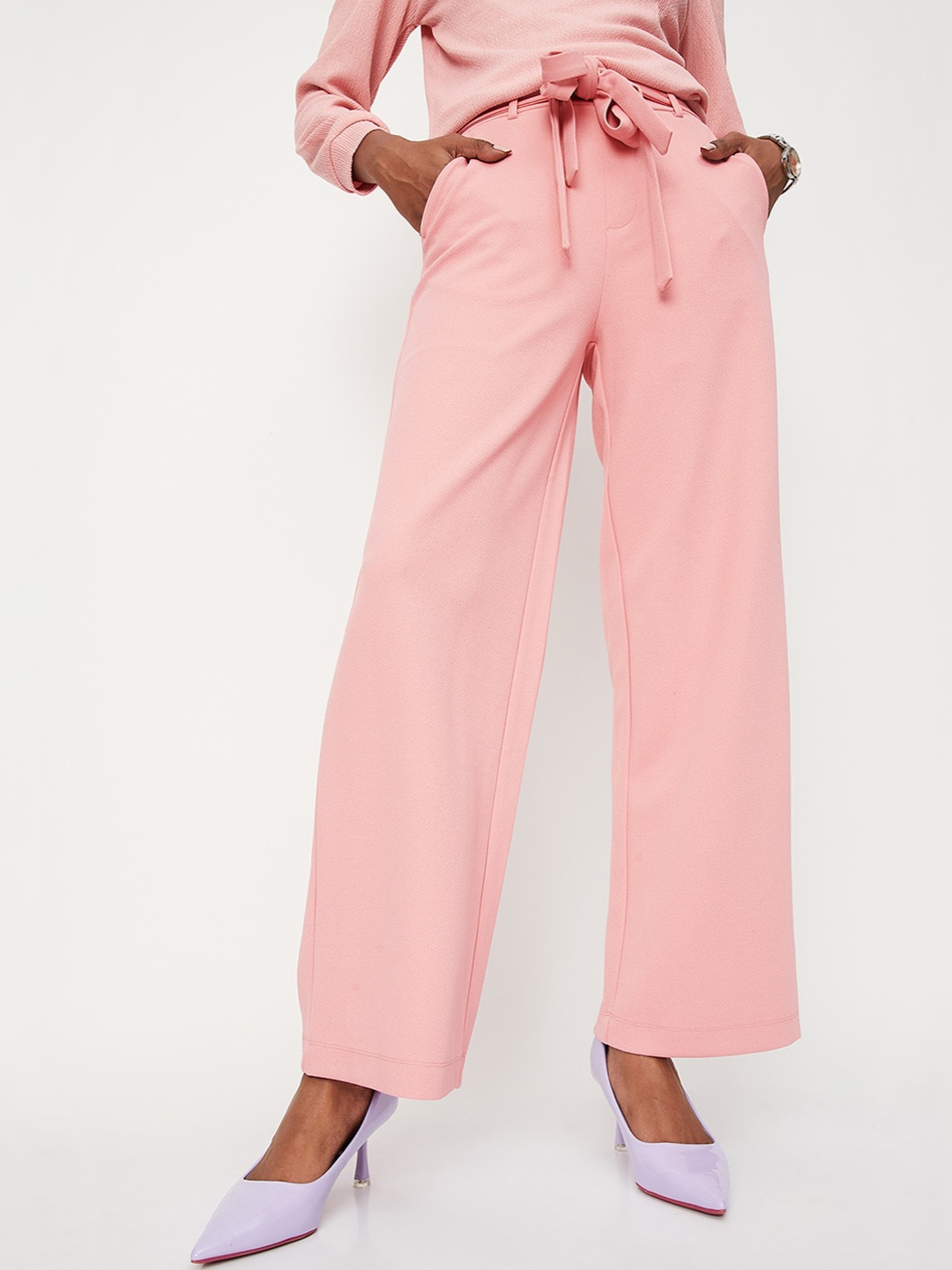 

max Women Flared Parallel Trousers, Pink