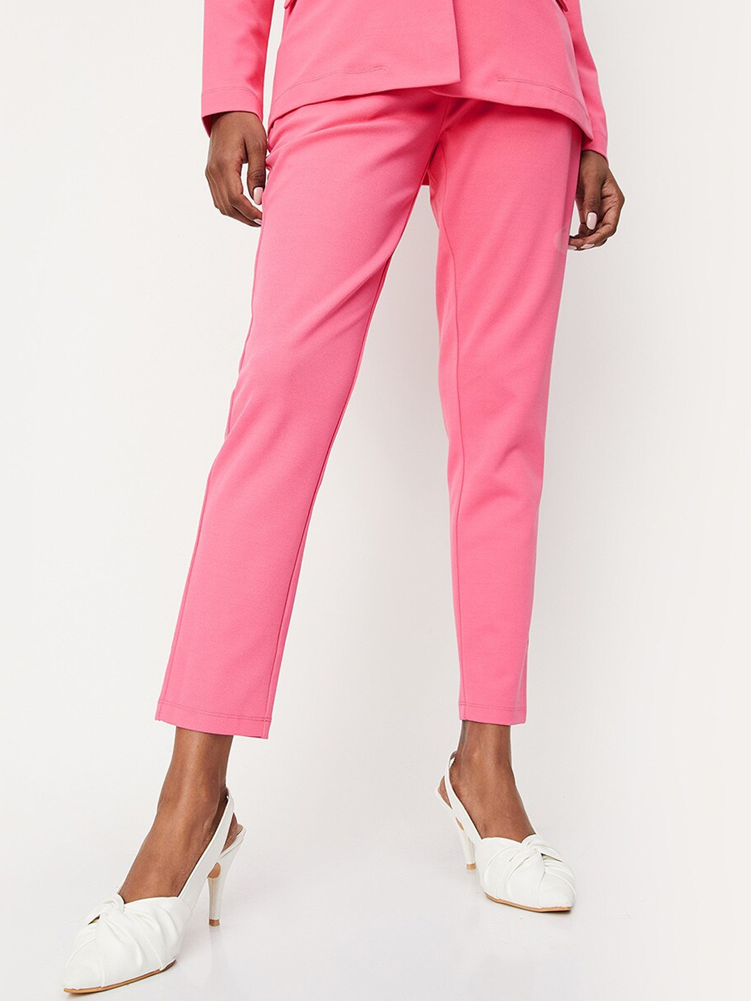 

max Women Slim Fit Formal Trousers, Pink