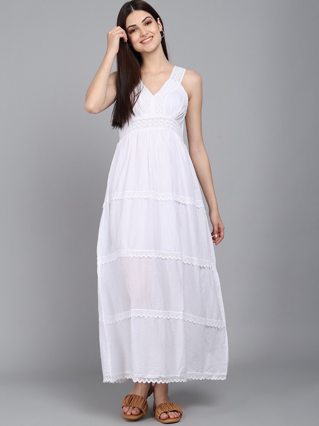 

Darzi V-Neck Maxi Dress, White