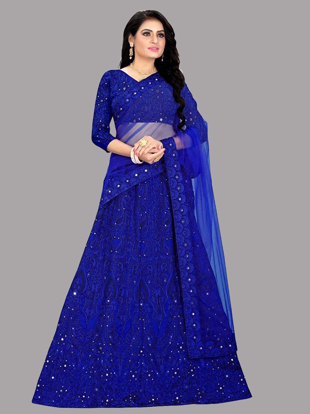 

Ethnic Yard Embellished Semi-Stitched Lehenga & Unstitched Blouse With Dupatta, Blue