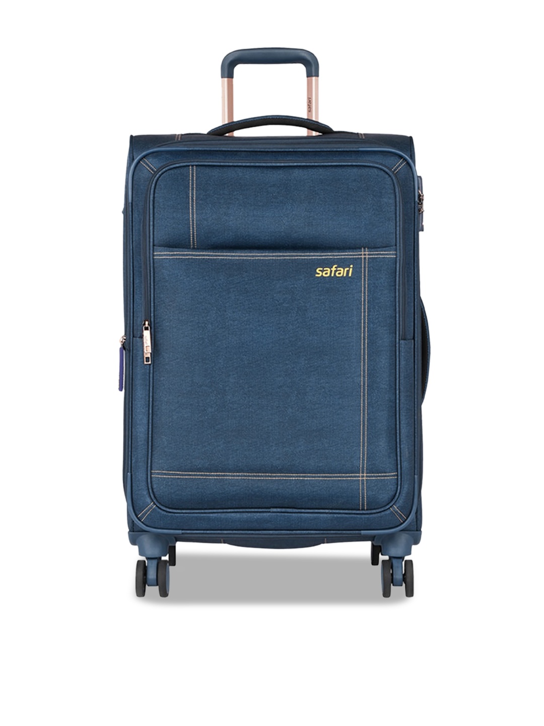 

Safari Denim Soft-Sided Large Trolley Suitcase, Navy blue