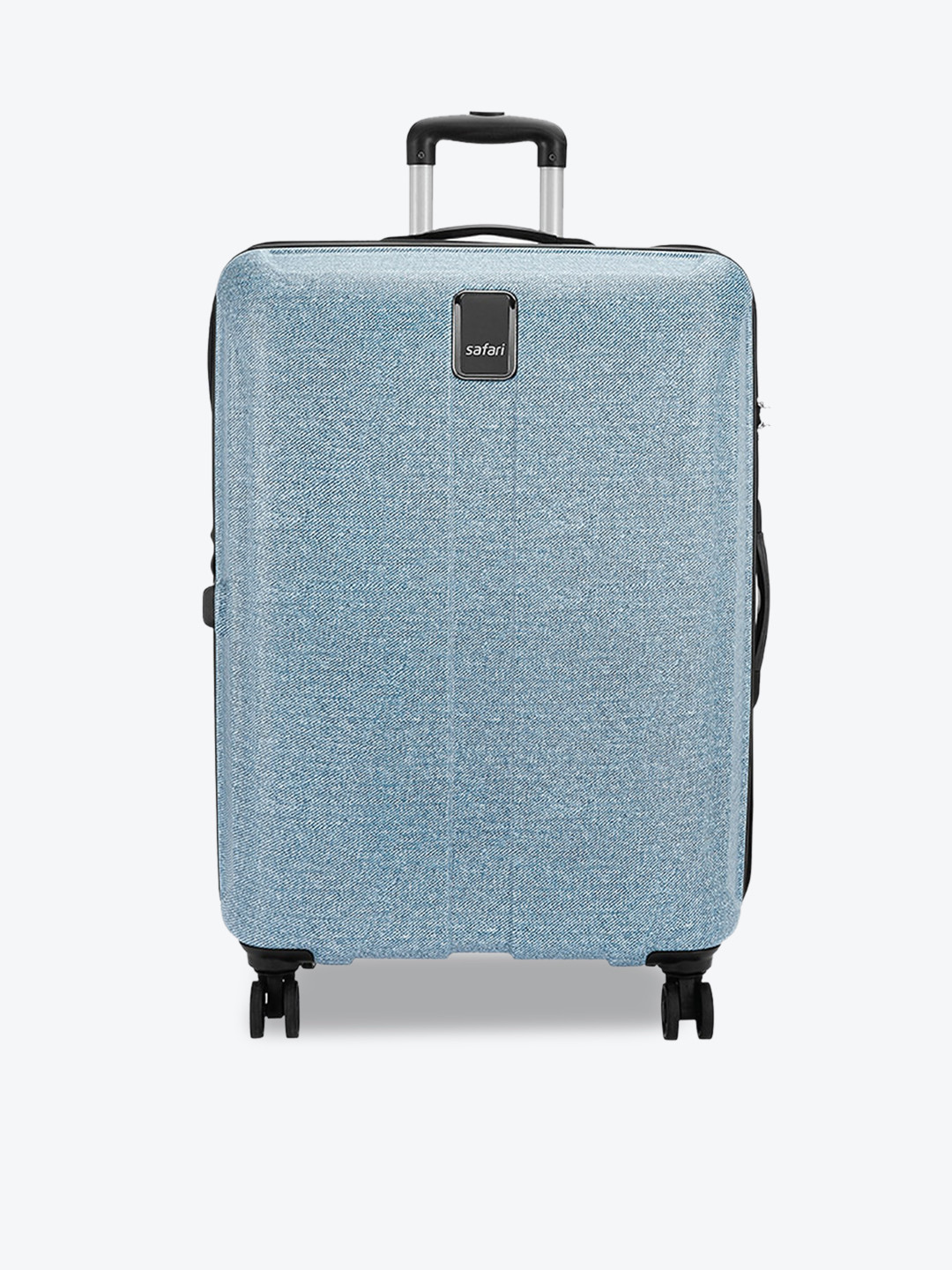 

Safari Denim Textured Hard-Sided Large Trolley Suitcase, Blue
