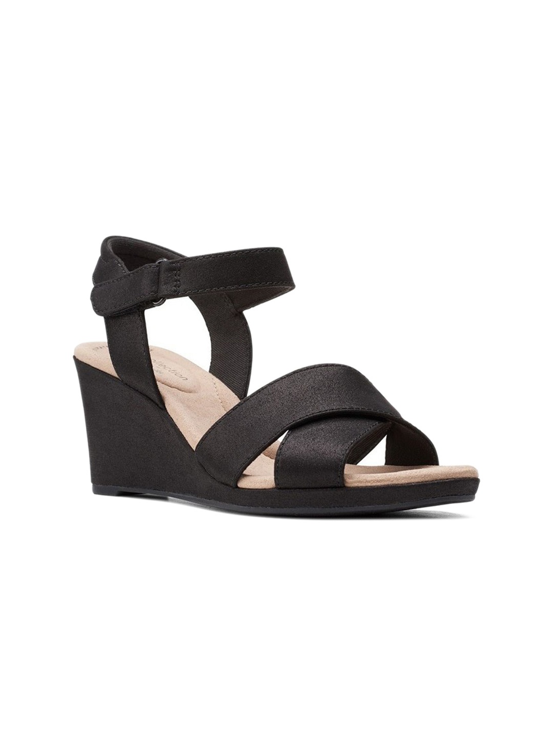 

Clarks Open Toe Wedge Heels, Black