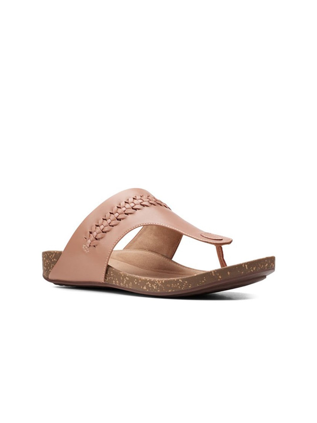 

Clarks Woven Design Leather Open Toe Flats, Pink