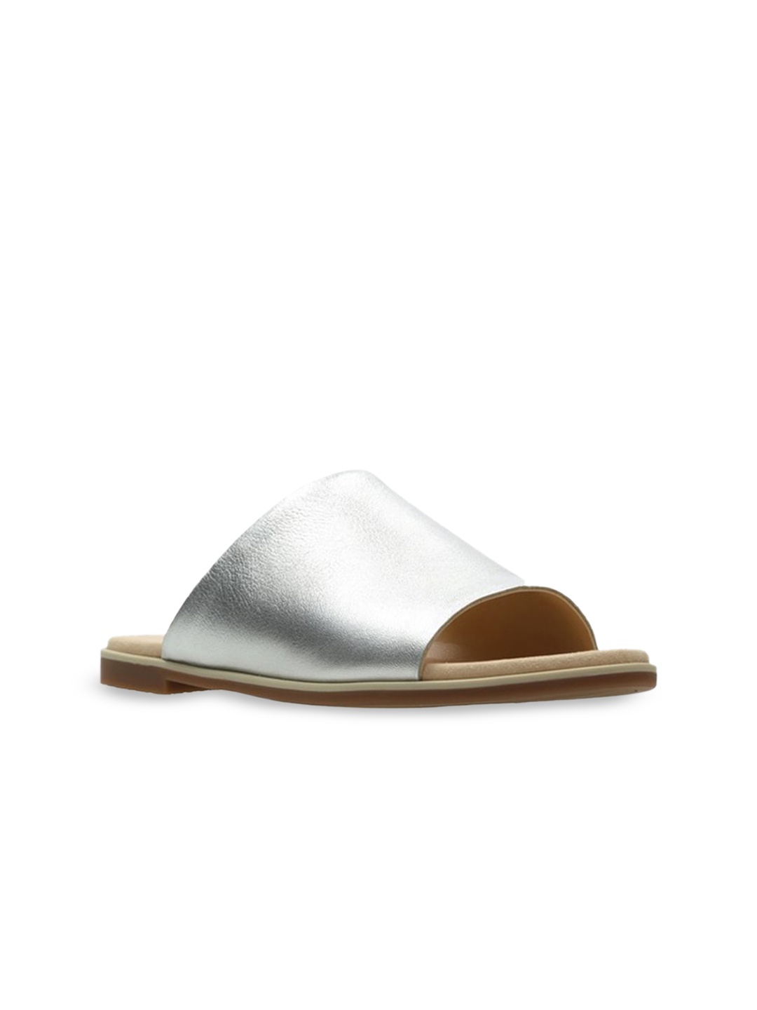 

Clarks Women Leather Open Toe Flats, Silver