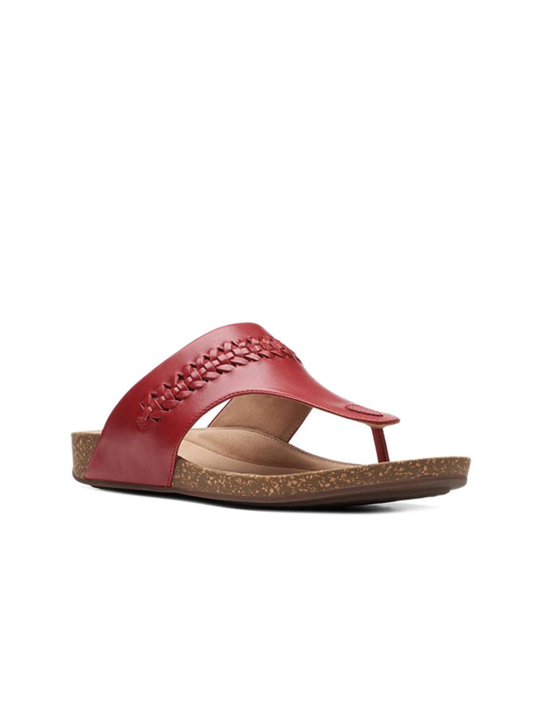 

Clarks Women Leather Open Toe Flats, Red