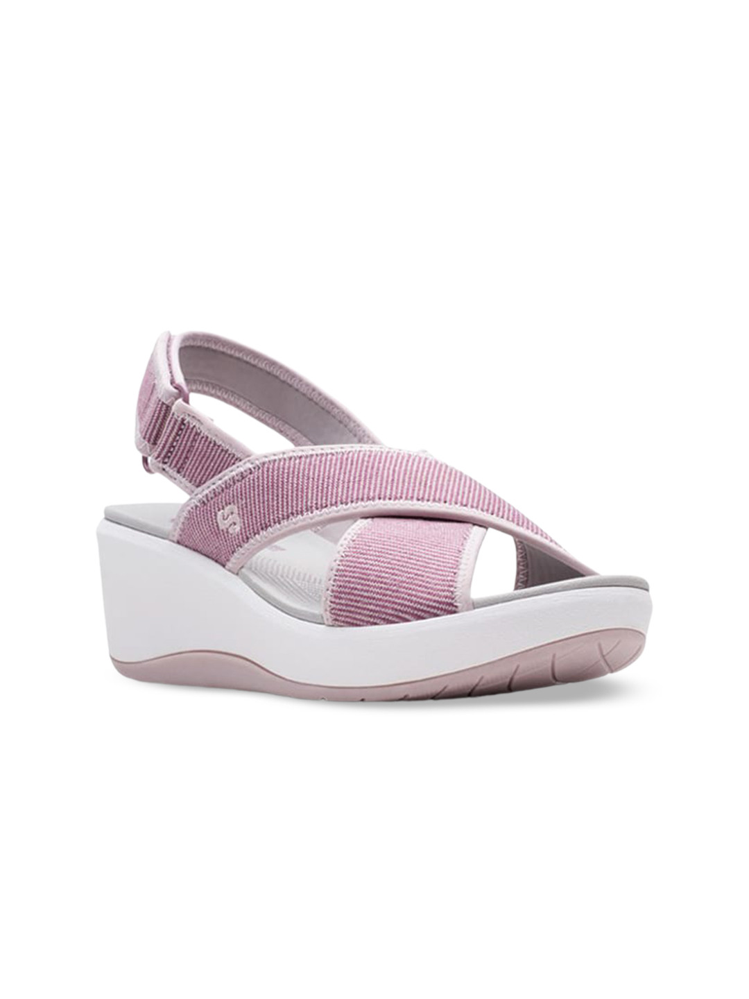 

Clarks Textile Wedge Heel With Buckles, Purple