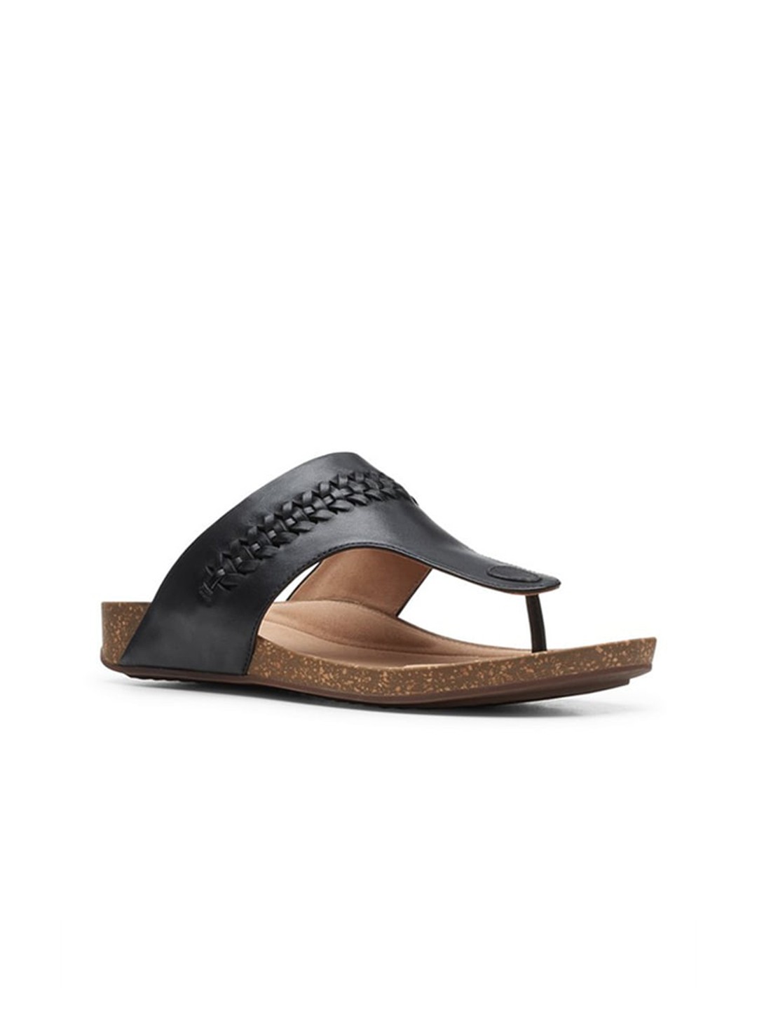 

Clarks Women Leather Open Toe Flats, Black