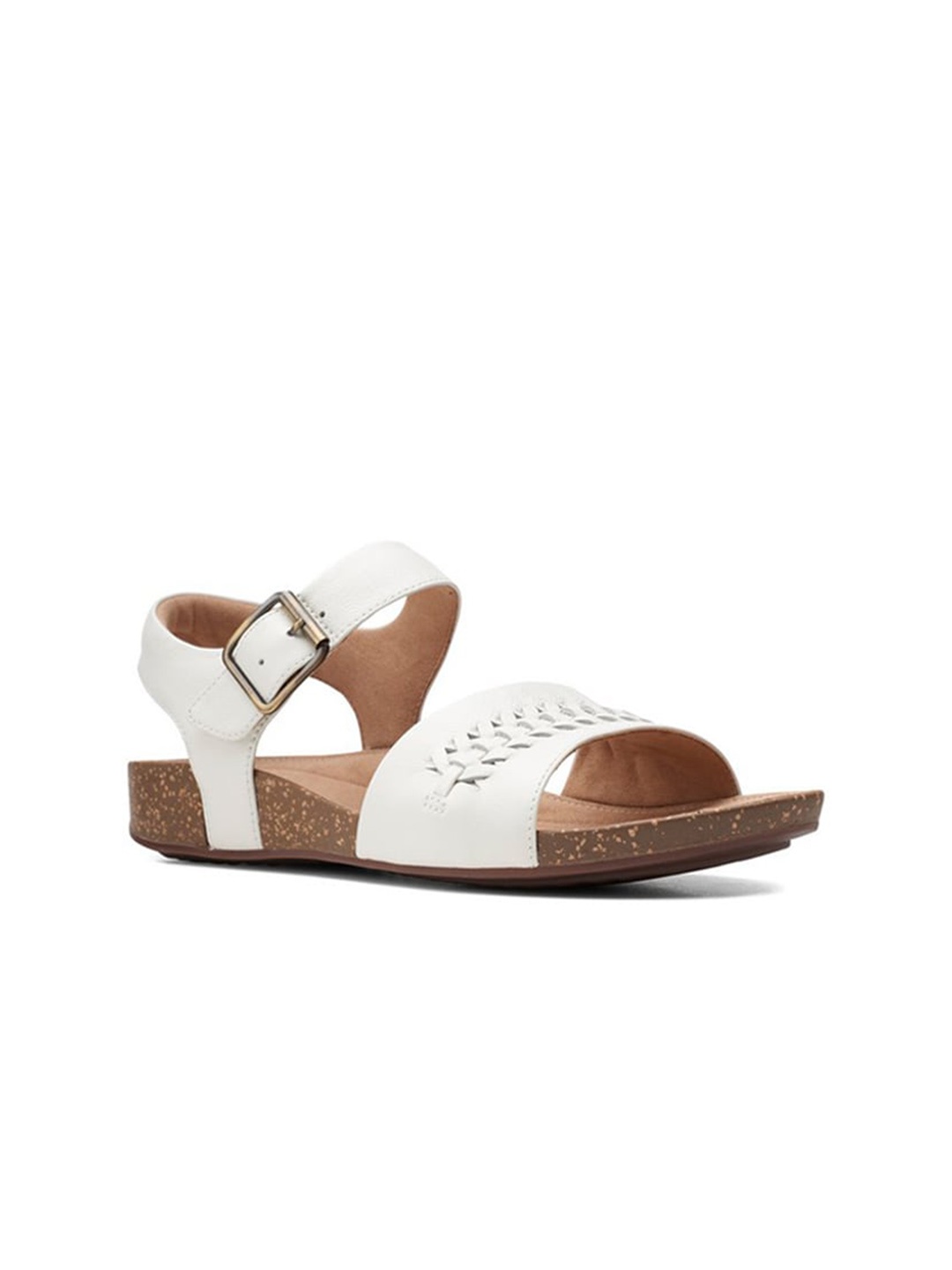 

Clarks Women Leather Open Toe Flats, White