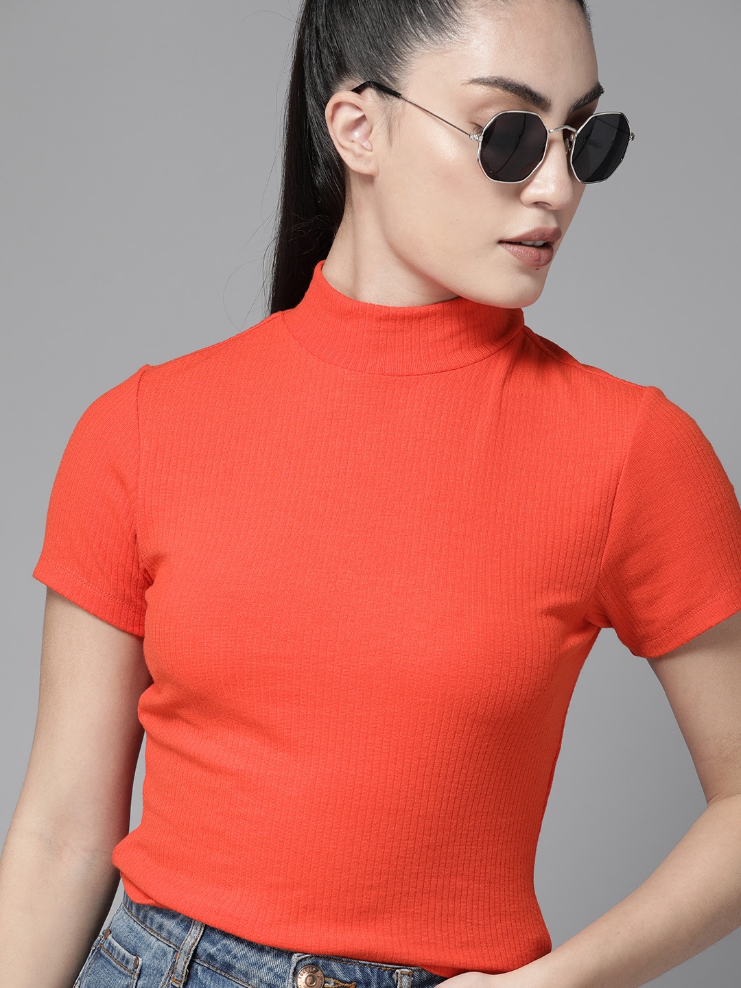 

Roadster High Neck Regular Top, Orange