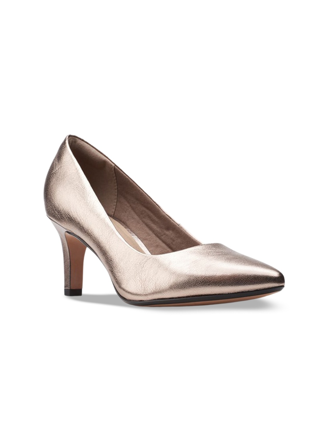 

Clarks Women Pointed Toe Leather Kitten Heel Pumps, Metallic