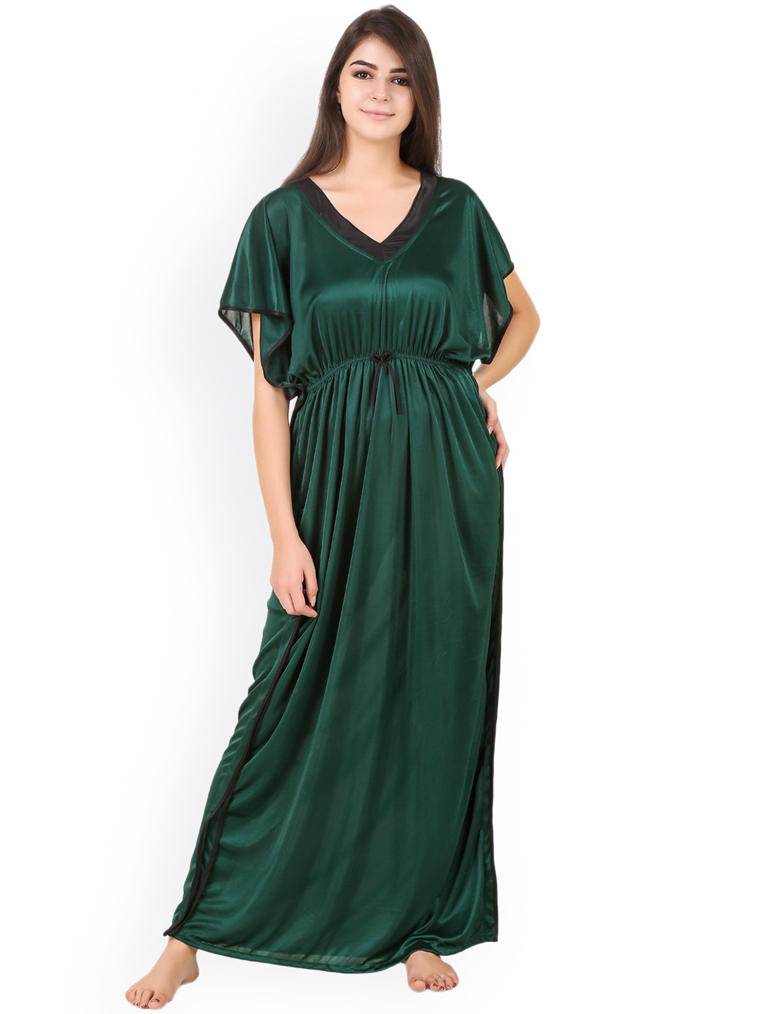 

Masha Green Satin Kaftan Maxi Nightdress NT-233-1111