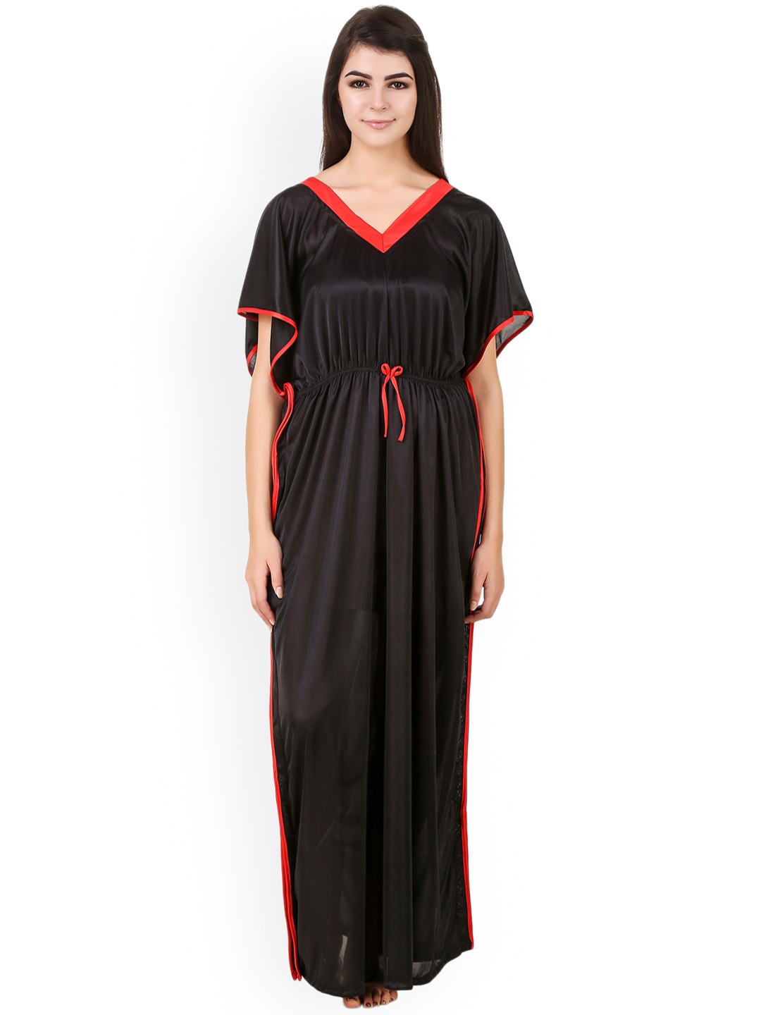 

Masha Women Black Satin Kaftan Maxi Nightdress NT-233-1112
