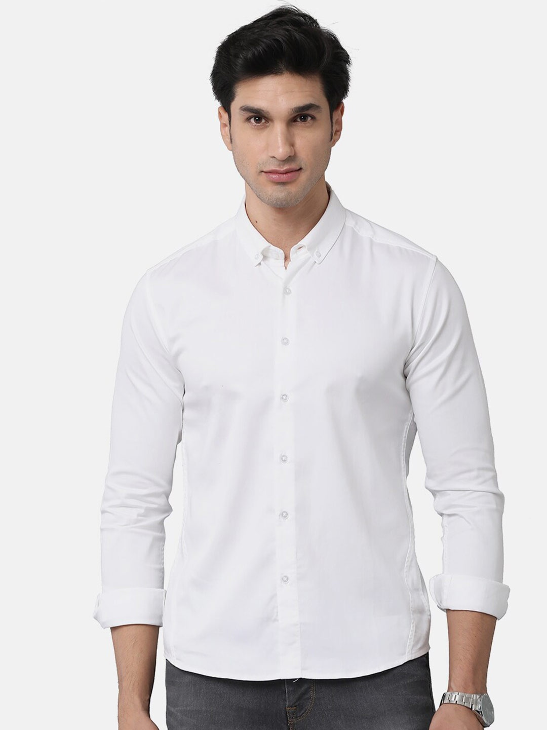

Voi Jeans Men Slim Fit Casual Shirt, White