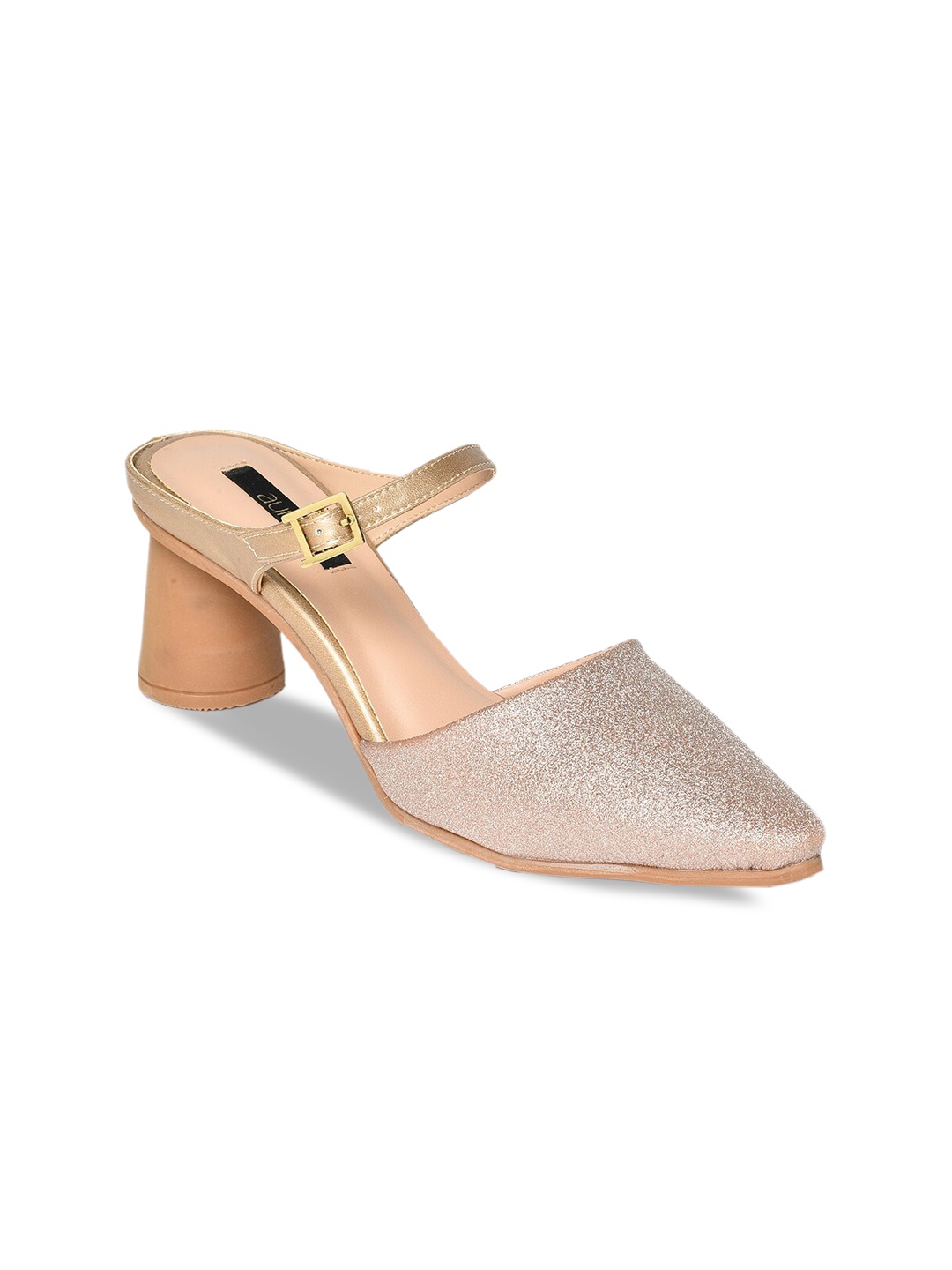 

AURELIA Textured Party Block Mules, Beige