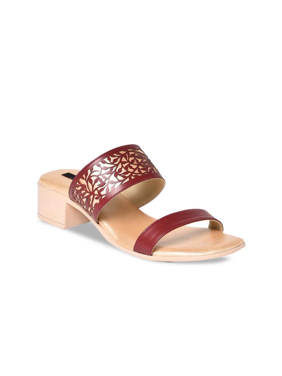 

AURELIA Women Textured Block Heels, Maroon