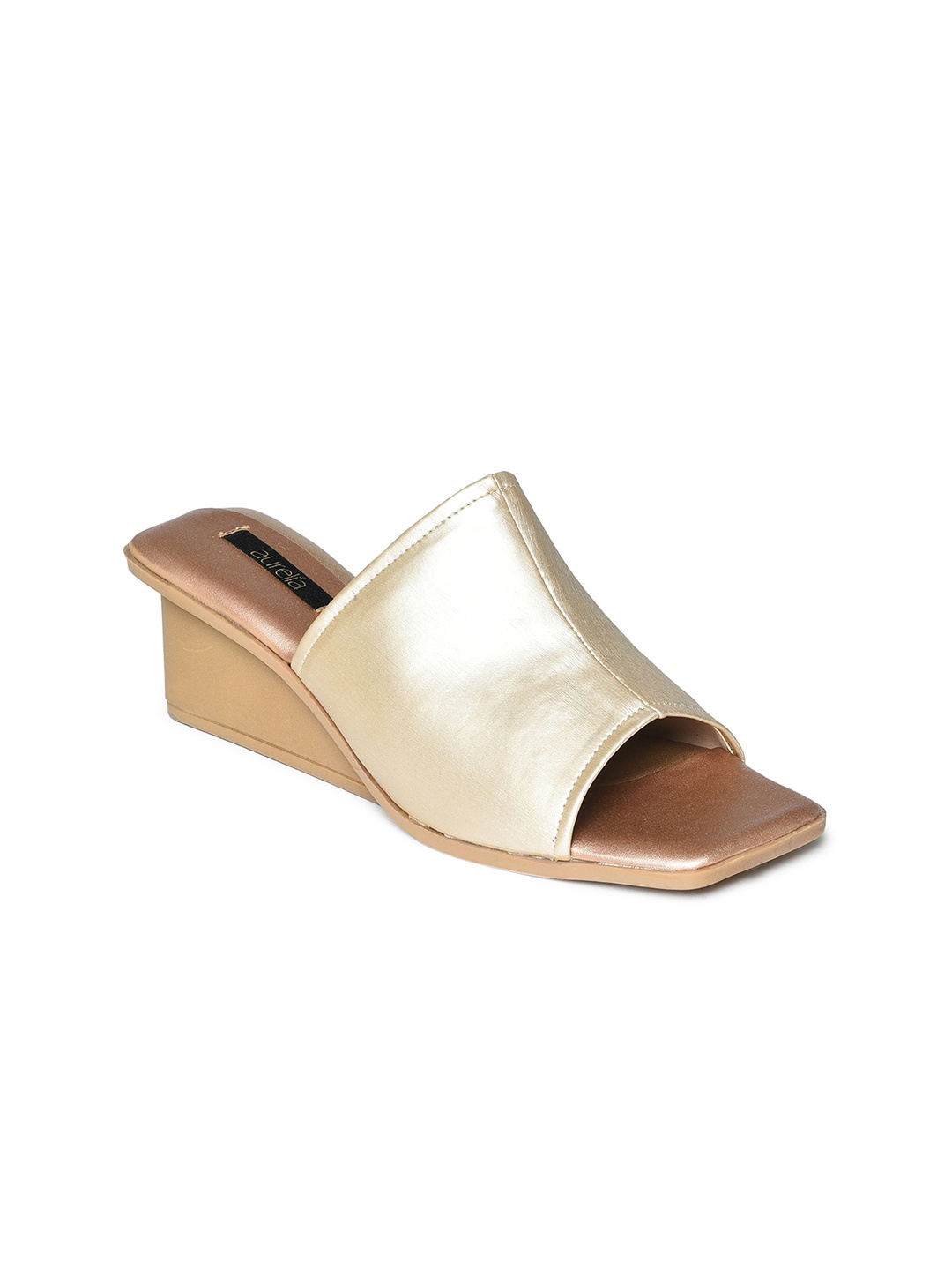 

AURELIA Open Back Wedge Heels, Tan