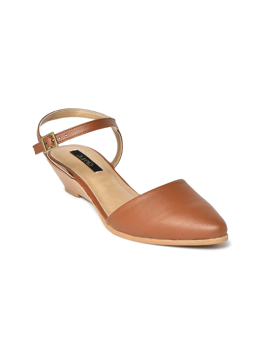 

AURELIA Ankle Loop Wedge Mules, Gold