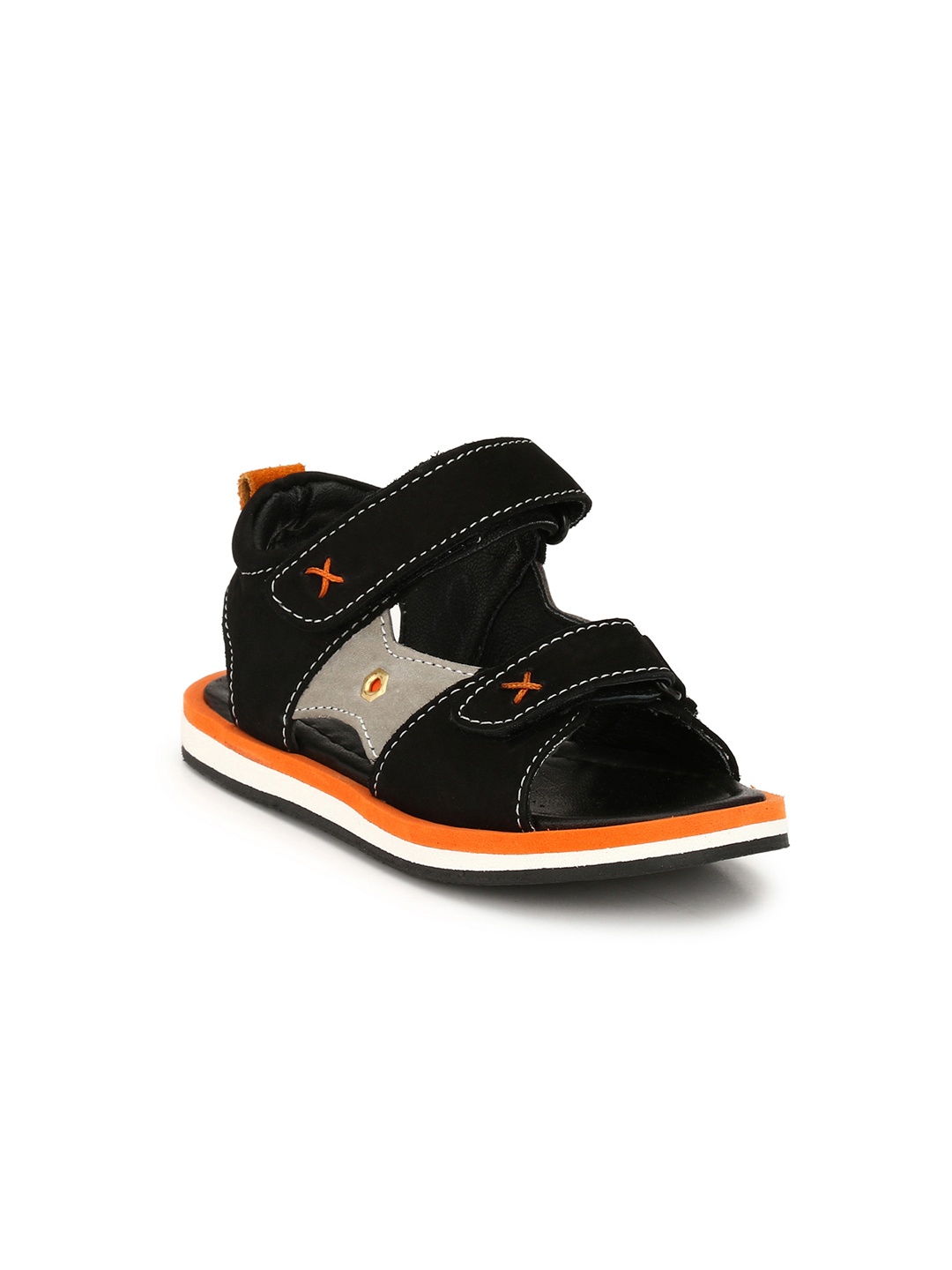 

TUSKEY Boys Black Genuine Leather Sandals