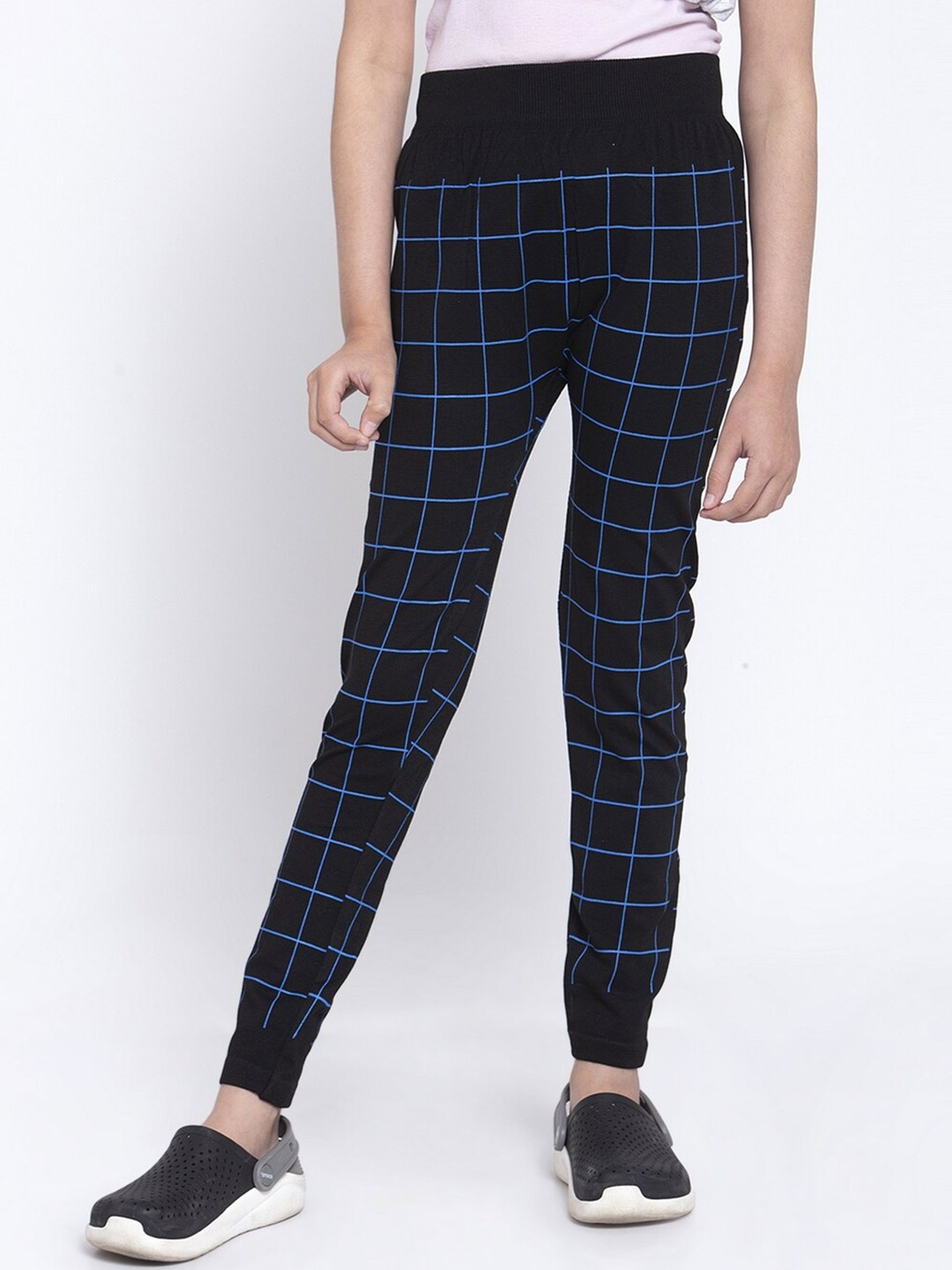 

KLOTTHE Girls Checked Slim-Fit Jeggings, Black