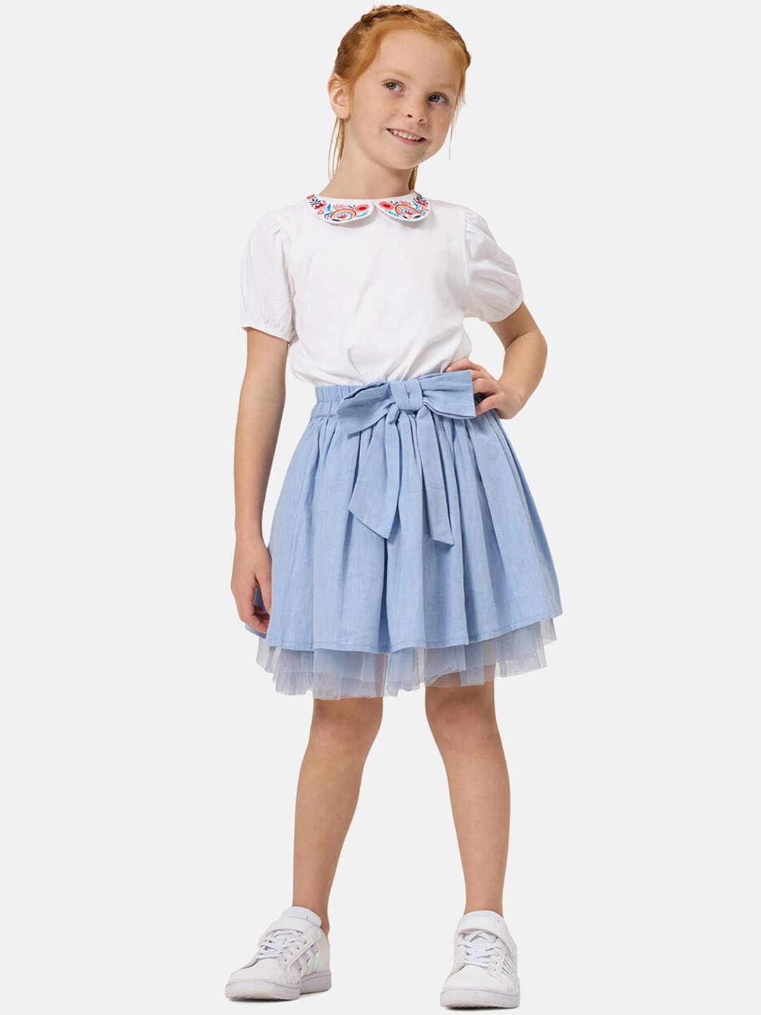 

Angel & Rocket Girls A-Line Layered Pure Cotton Skirt, Blue