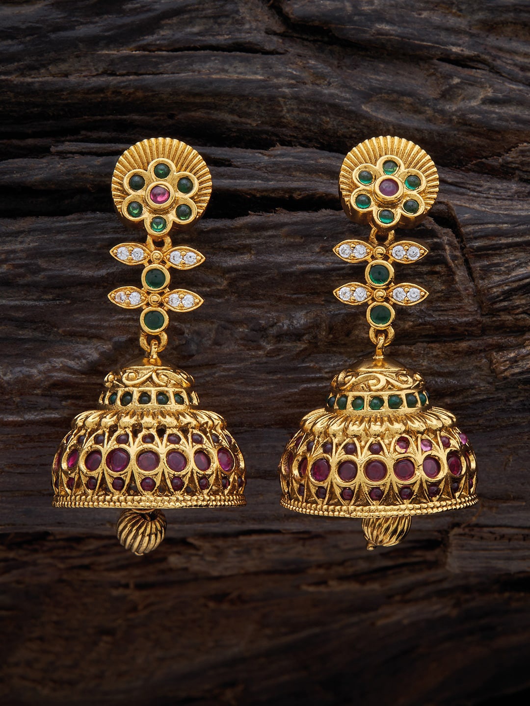 

Kushal's Fashion Jewellery Classic Jhumkas Earrings, Red