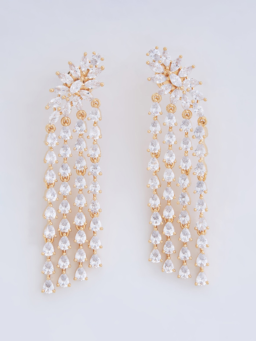 

Kushal's Fashion Jewellery Women Gold Plated Floral Drop Earrings, White