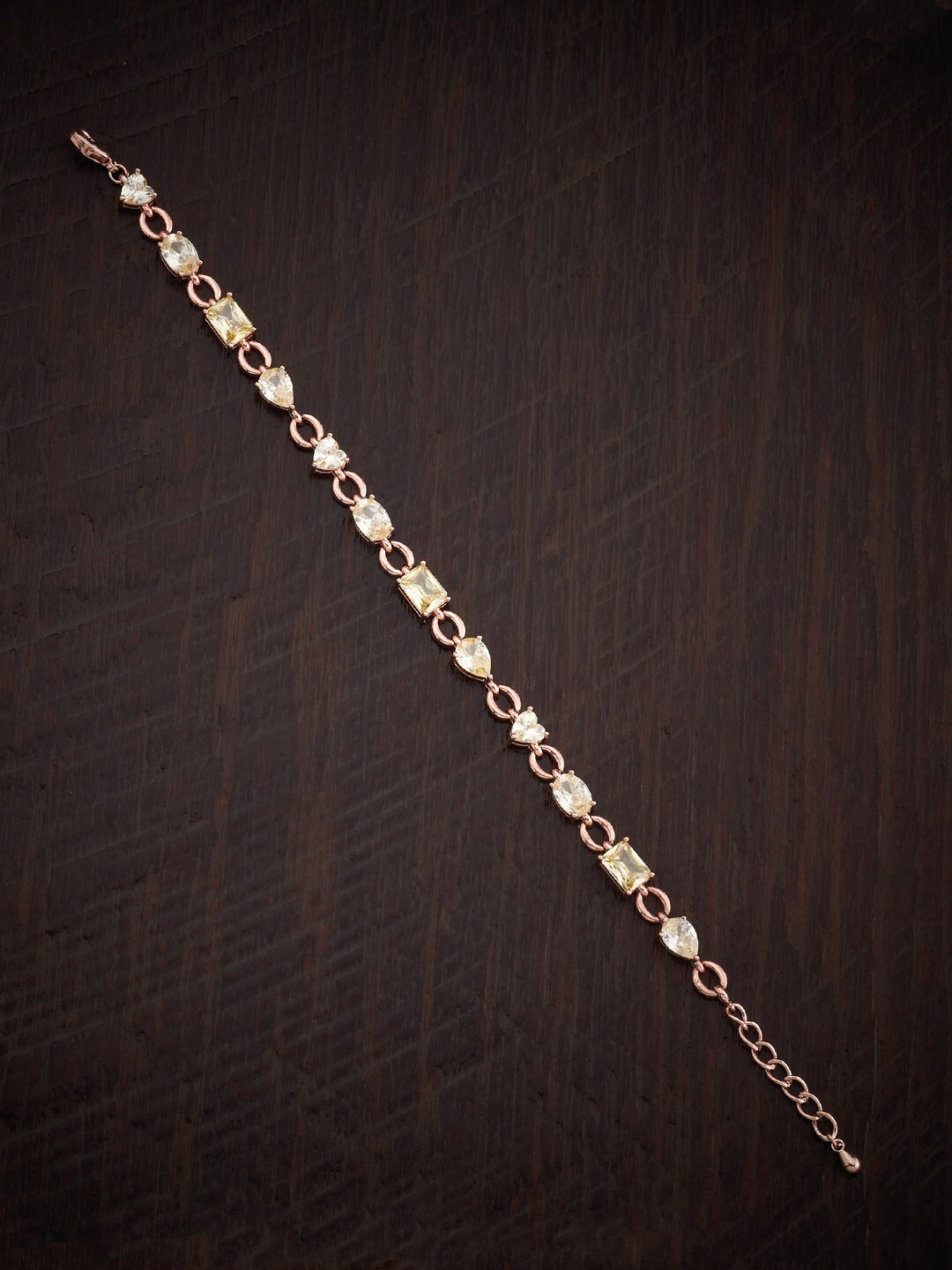 

Kushal's Fashion Jewellery Women Rose Gold-Plated Cubic Zirconia Link Bracelet, White