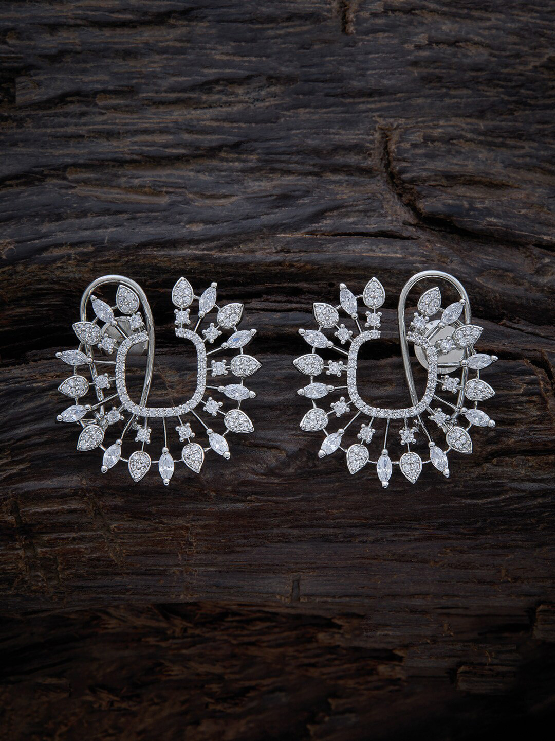 

Kushal's Fashion Jewellery Rhodium Plated Floral Studs Earrings, White