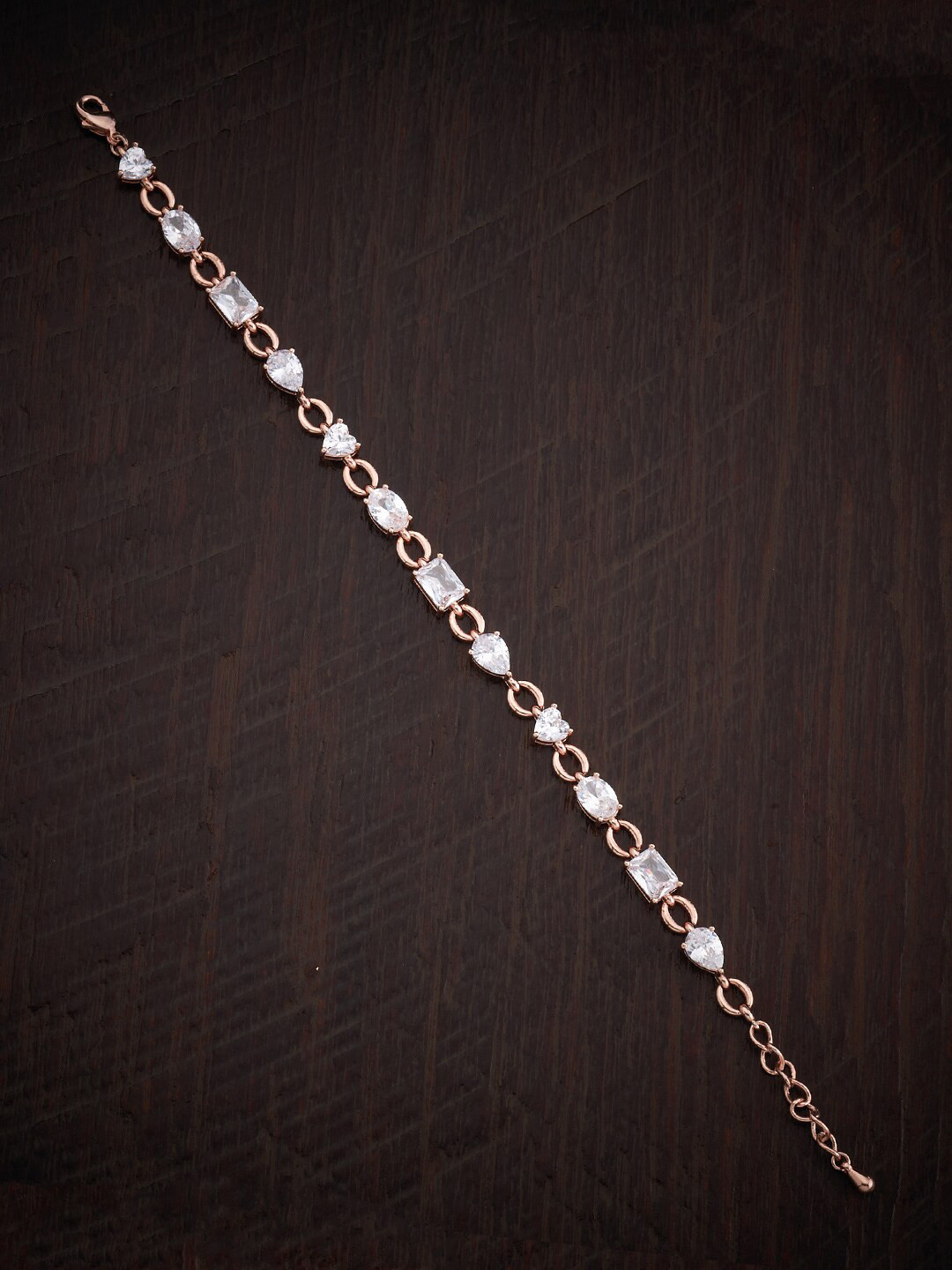 

Kushal's Fashion Jewellery Women Rose Gold-Plated Cubic Zirconia Link Bracelet, White