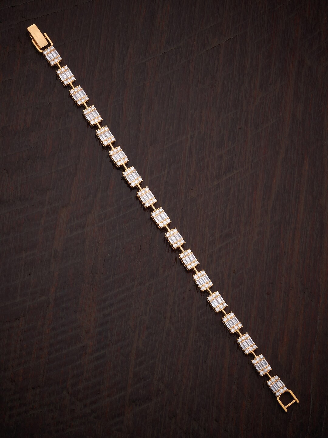 

Kushal's Fashion Jewellery Women Gold-Plated Cubic Zirconia Link Bracelet, White