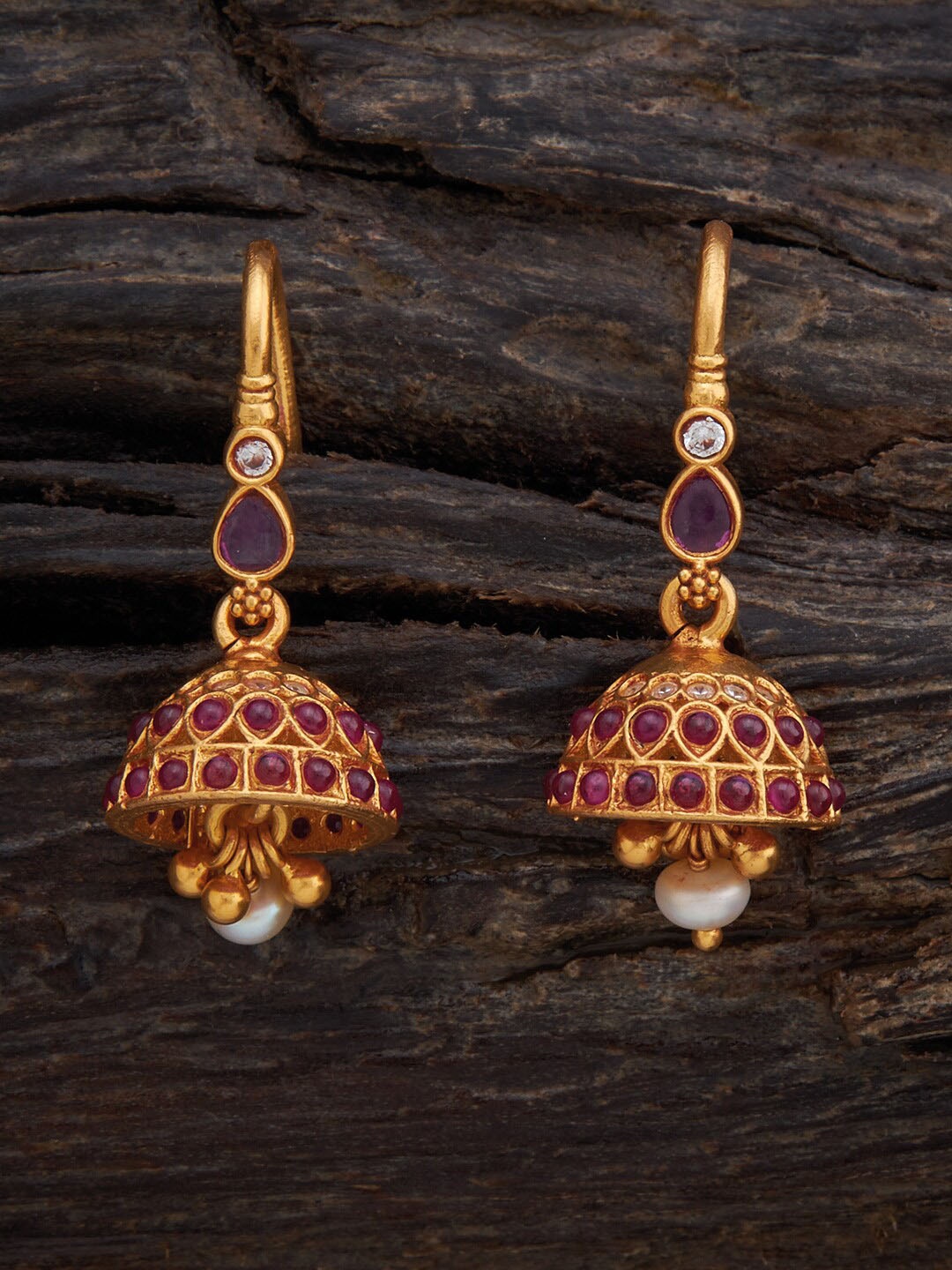 

Kushal's Fashion Jewellery Classic Jhumkas Earrings, Red