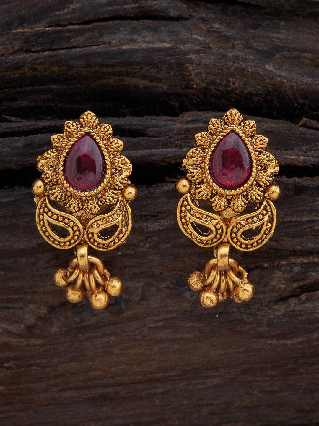 

Kushal's Fashion Jewellery Teardrop Shaped Studs Earrings, Red