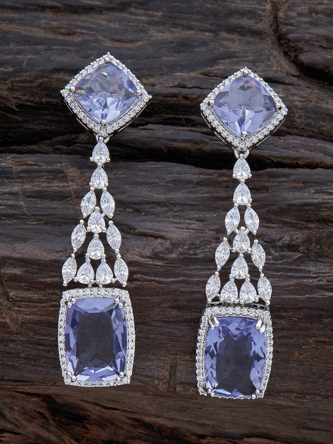 

Kushal's Fashion Jewellery Rhodium-Plated Square Drop Earrings, Lavender