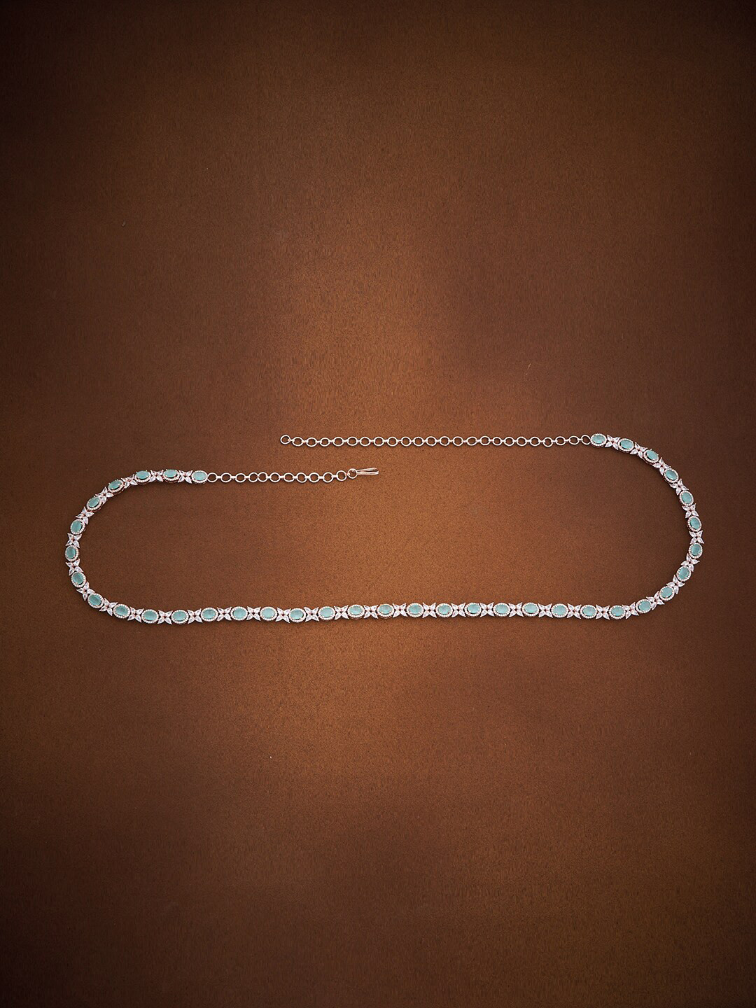 

Kushal's Fashion Jewellery Rose Gold-Plated CZ Studded Waist Chain, Blue