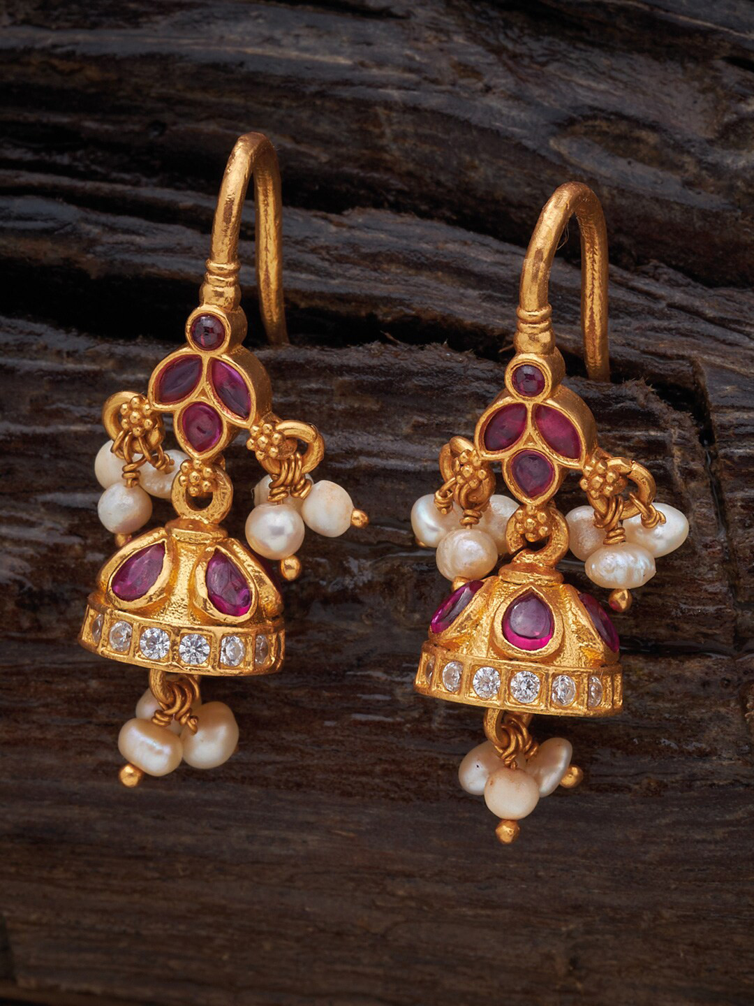 

Kushal's Fashion Jewellery Gold Plated Classic Drop Earrings, Red