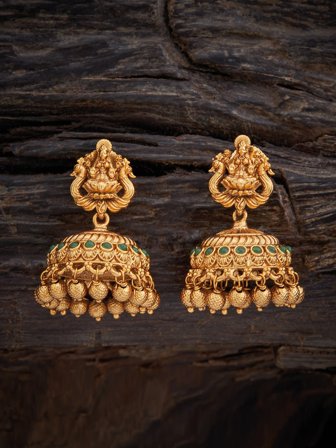

Kushal's Fashion Jewellery Gold Plated Classic Jhumkas Earrings, Green