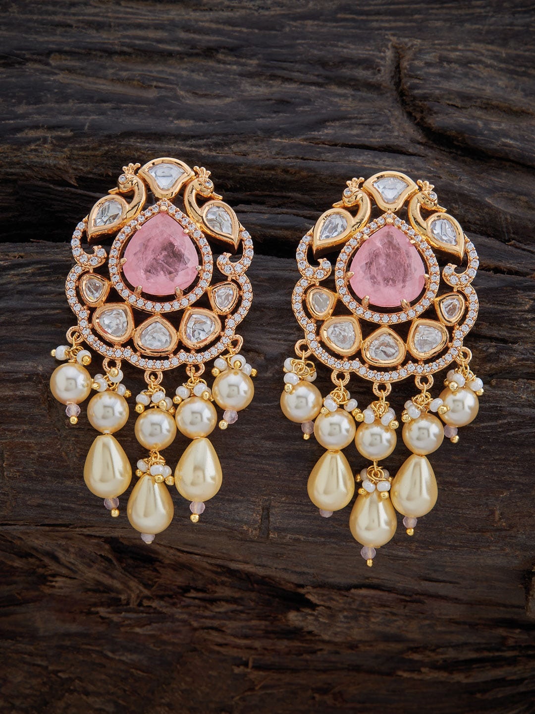 

Kushal's Fashion Jewellery Gold Plated Floral Drop Earrings, Pink