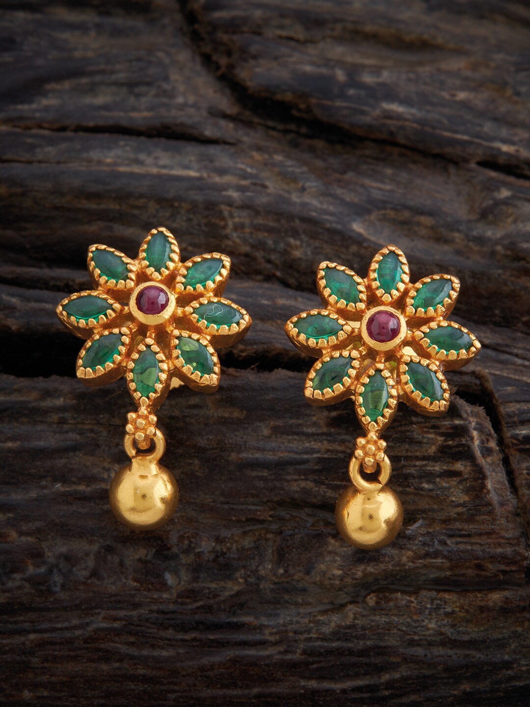 

Kushal's Fashion Jewellery Gold Plated Floral Drop Earrings, Green