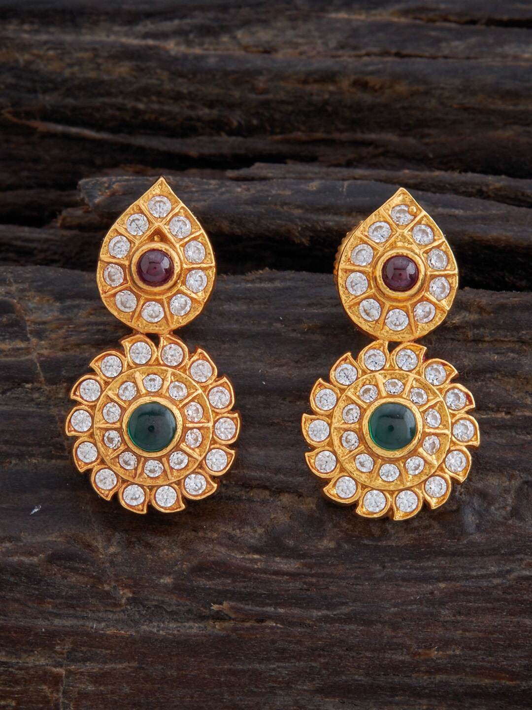 

Kushal's Fashion Jewellery Gold Plated Floral Drop Earrings, Red