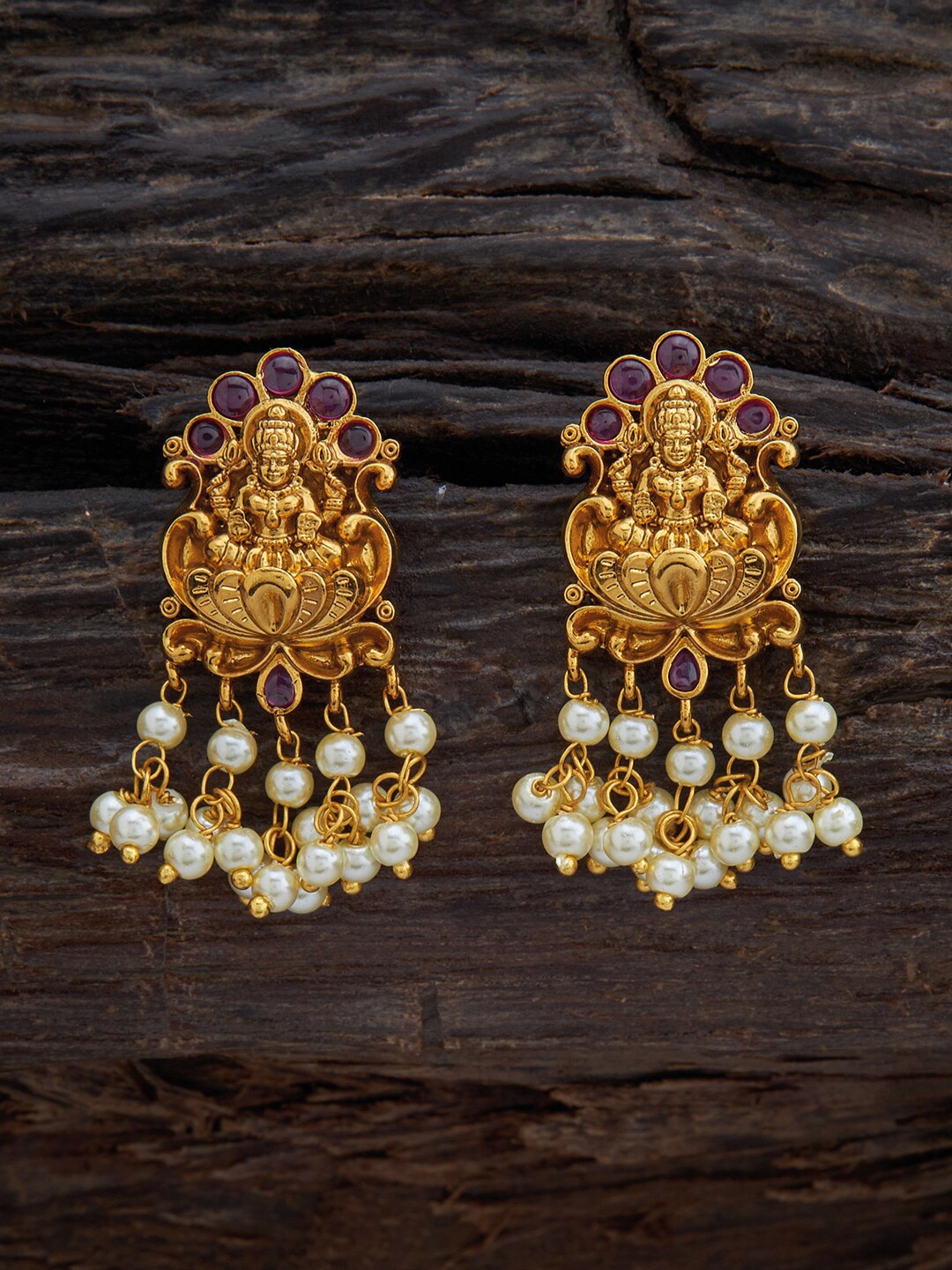 

Kushal's Fashion Jewellery Gold Plated Classic Drop Earrings, Red