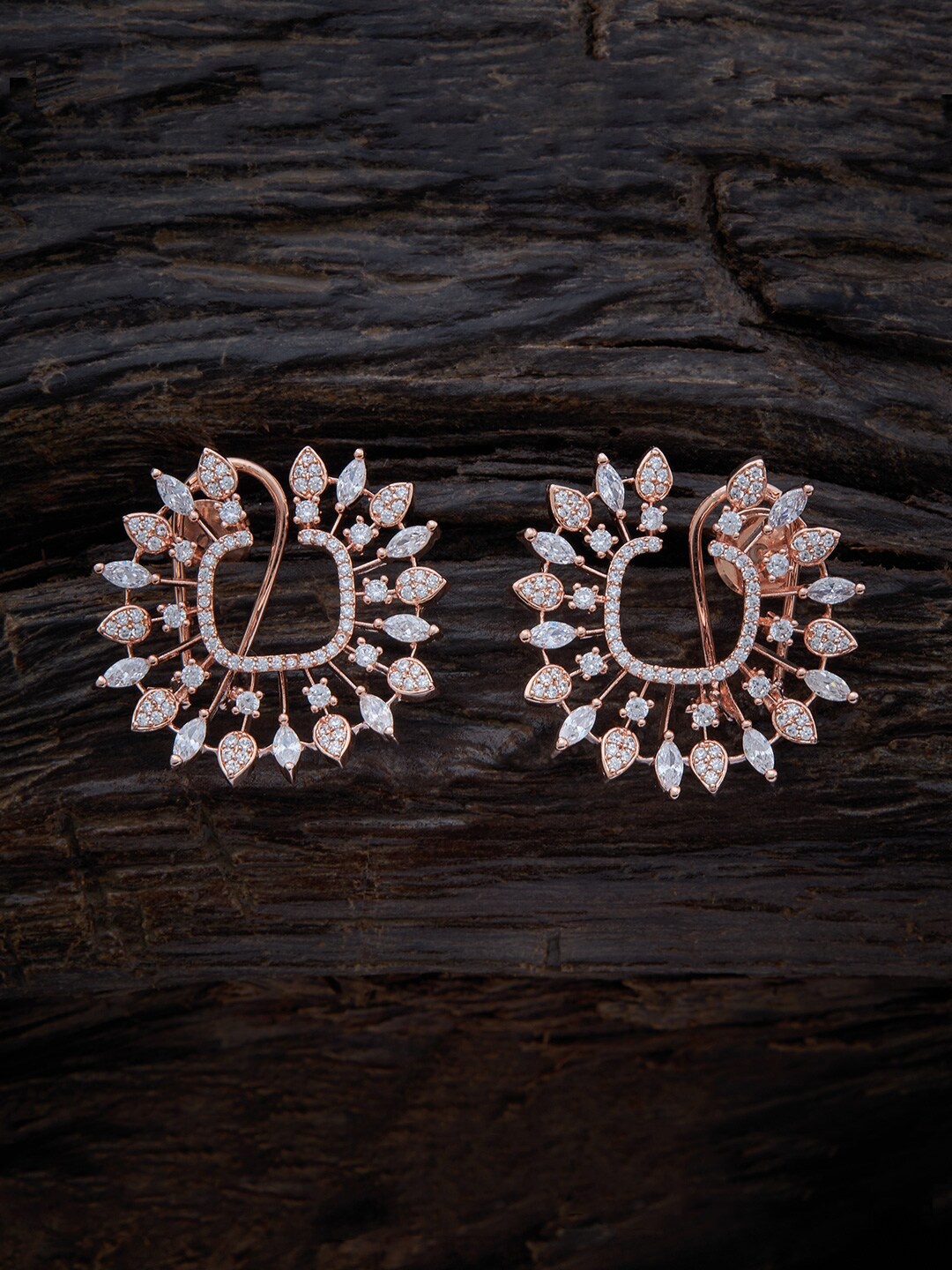 

Kushal's Fashion Jewellery Rose Gold-Plated Floral Studs Earrings, White