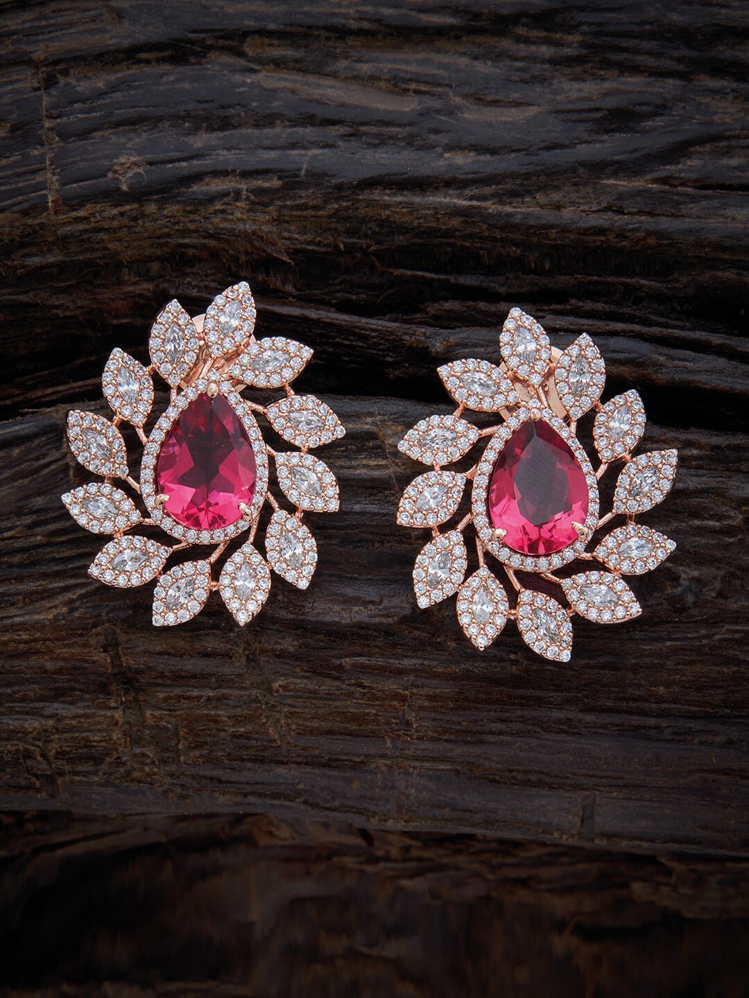 

Kushal's Fashion Jewellery Teardrop Shaped Studs Earrings, Red