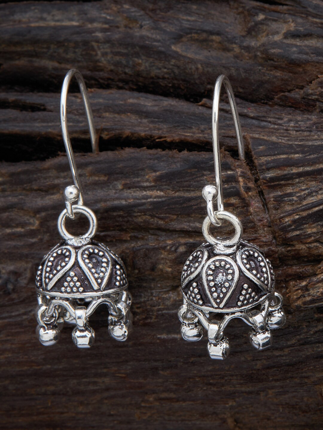

Kushal's Fashion Jewellery Classic Rhodium-Plated Jhumkas Earrings, Silver
