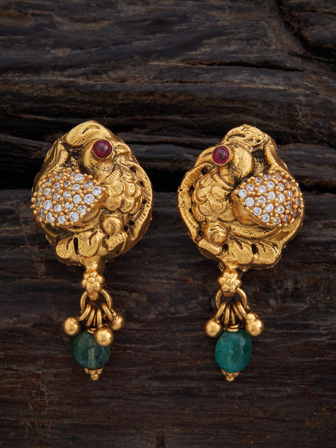 

Kushal's Fashion Jewellery Rhodium-Plated Peacock Shaped Drop Earrings, White