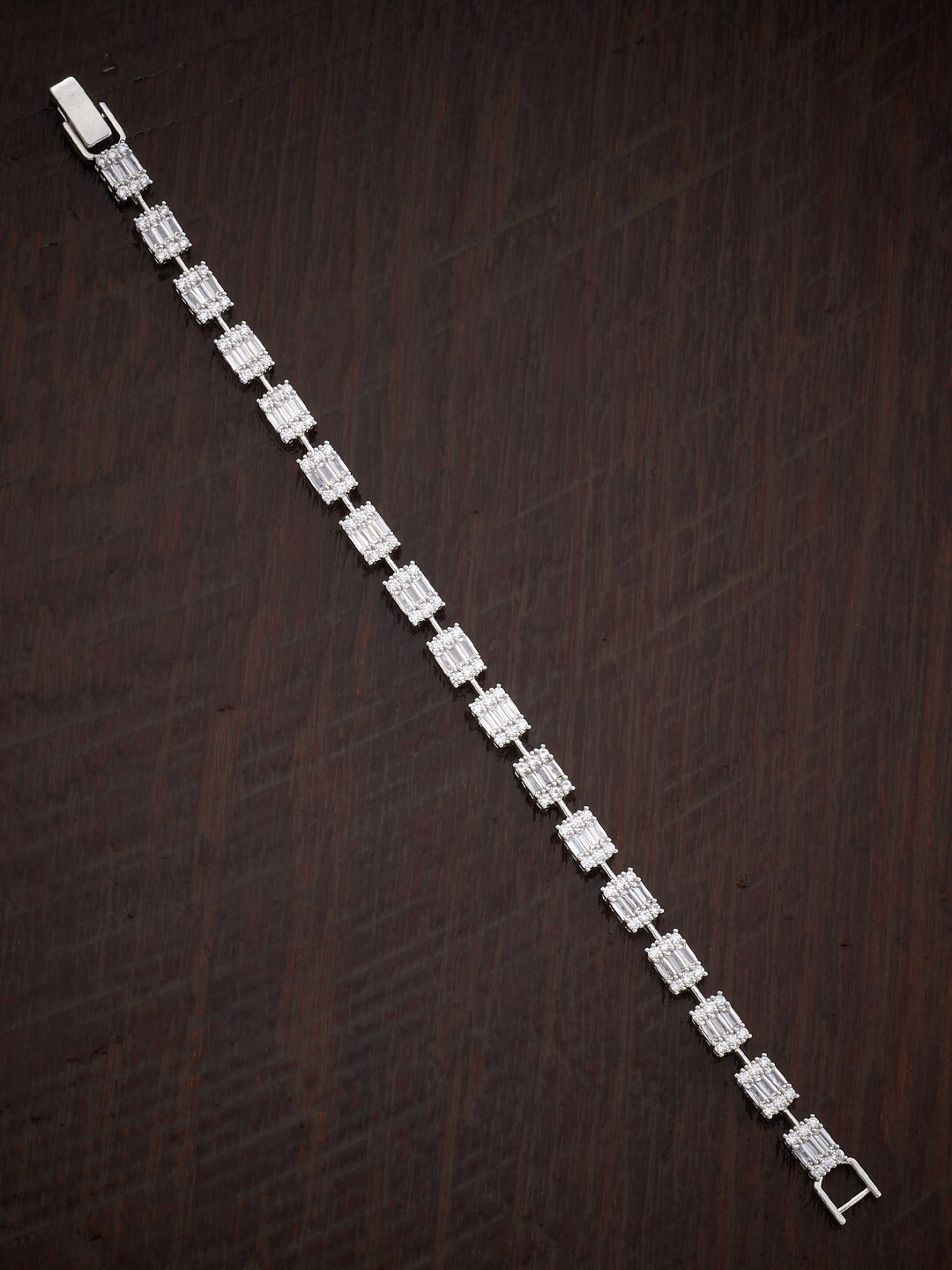 

Kushal's Fashion Jewellery Women Cubic Zirconia Rhodium-Plated Wraparound Bracelet, Silver
