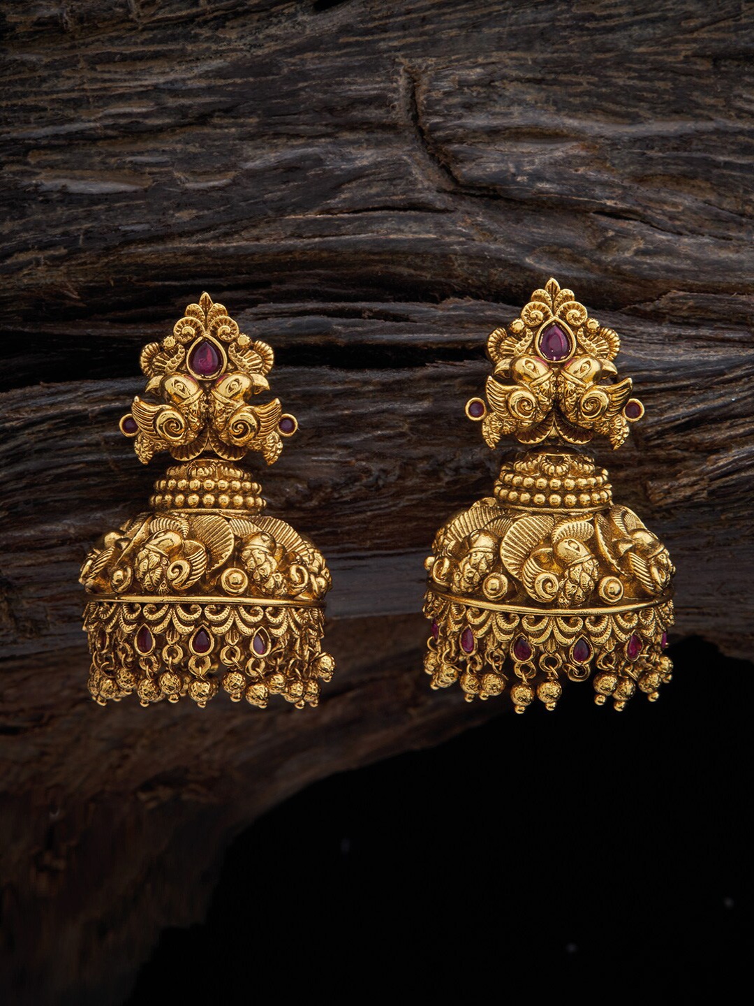 

Kushal's Fashion Jewellery Dome Shaped Jhumkas Earrings, Red