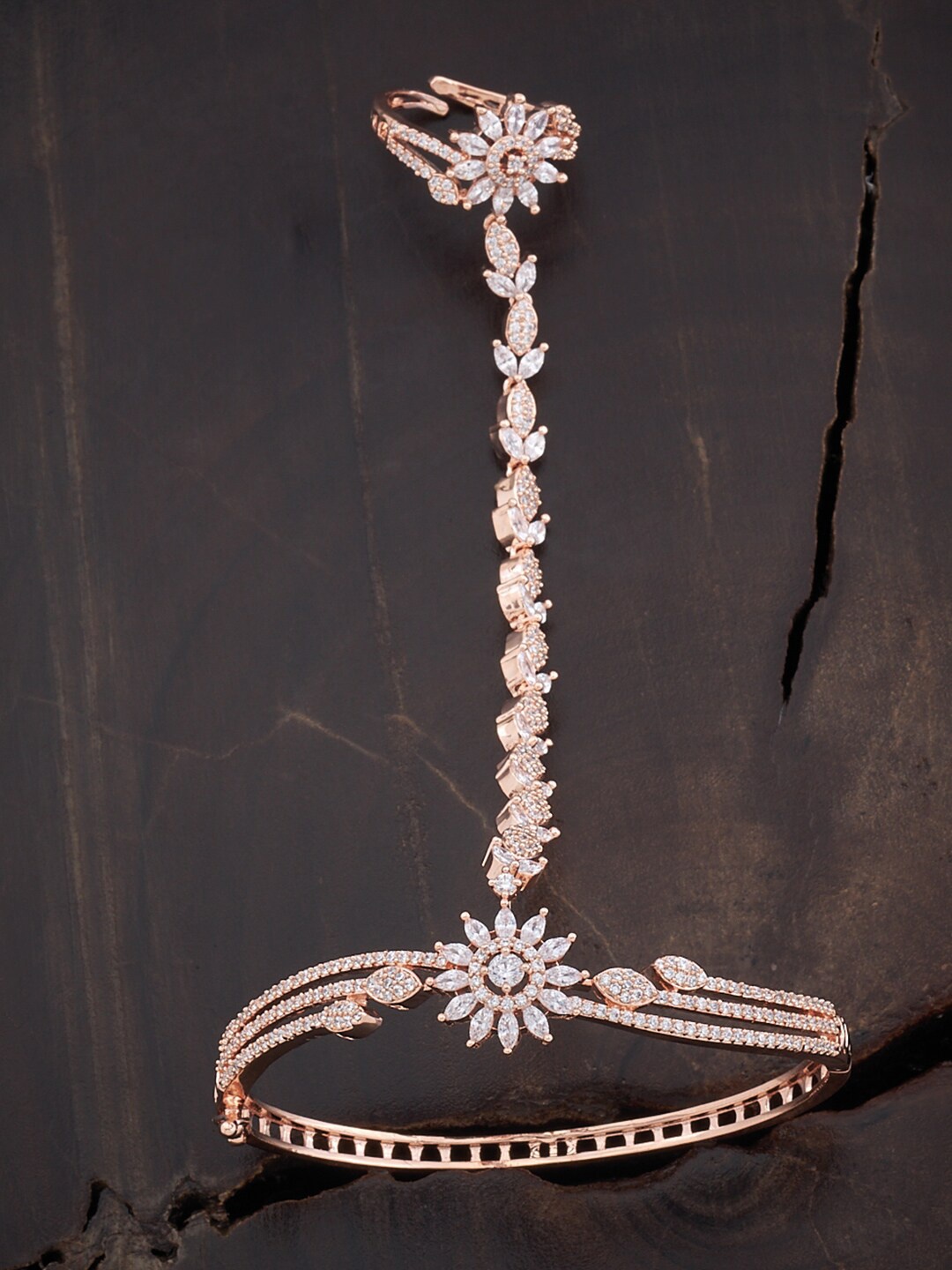 

Kushal's Fashion Jewellery Women Cubic Zirconia Rose Gold-Plated Kada Bracelet