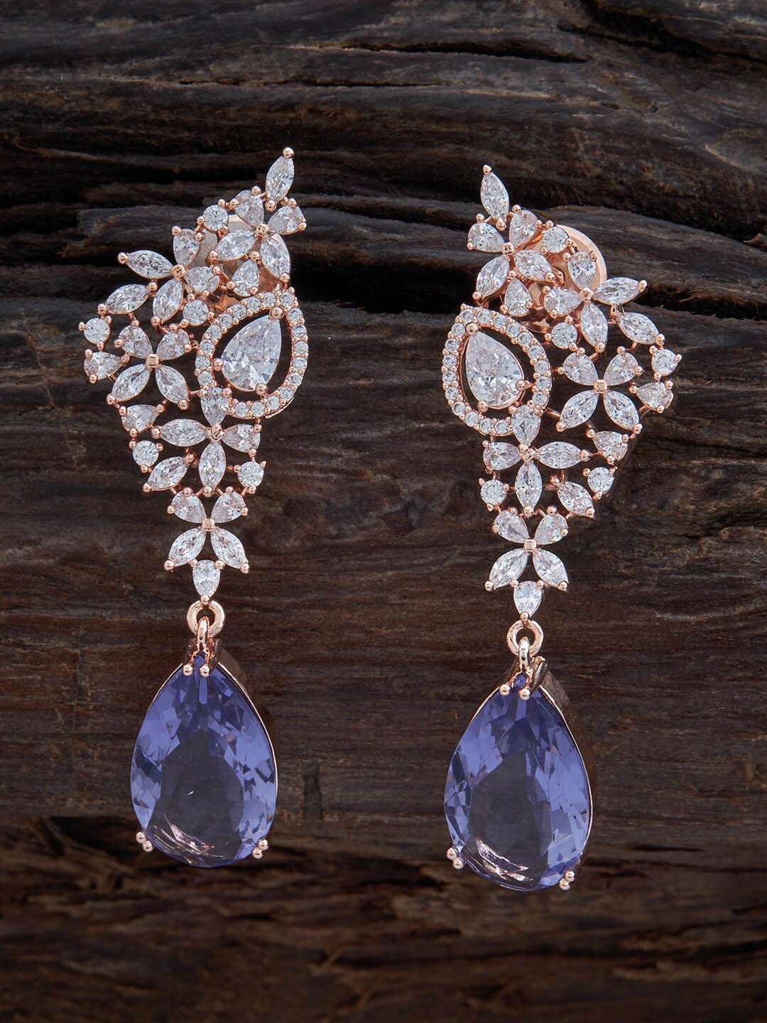 

Kushal's Fashion Jewellery Rose Gold-Plated Floral Drop Earrings, White